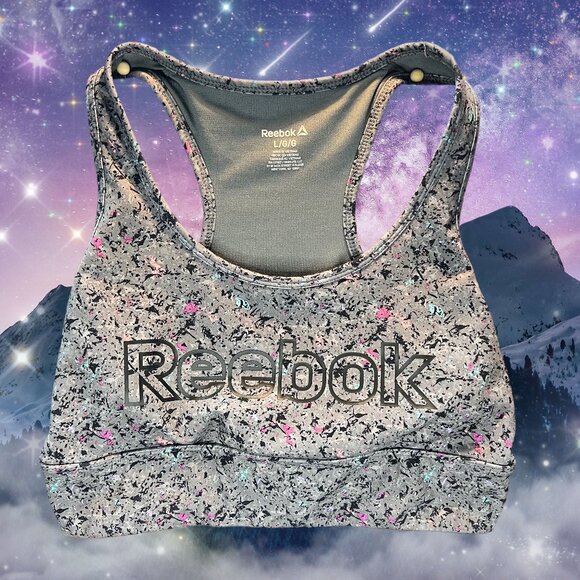 NWOT Reebok Grey & Colorful Confetti Sports Bra - Picture 3 of 5